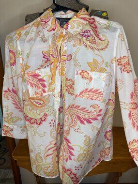 George ME Silk & Cotton Paisley Button-Up - Size S